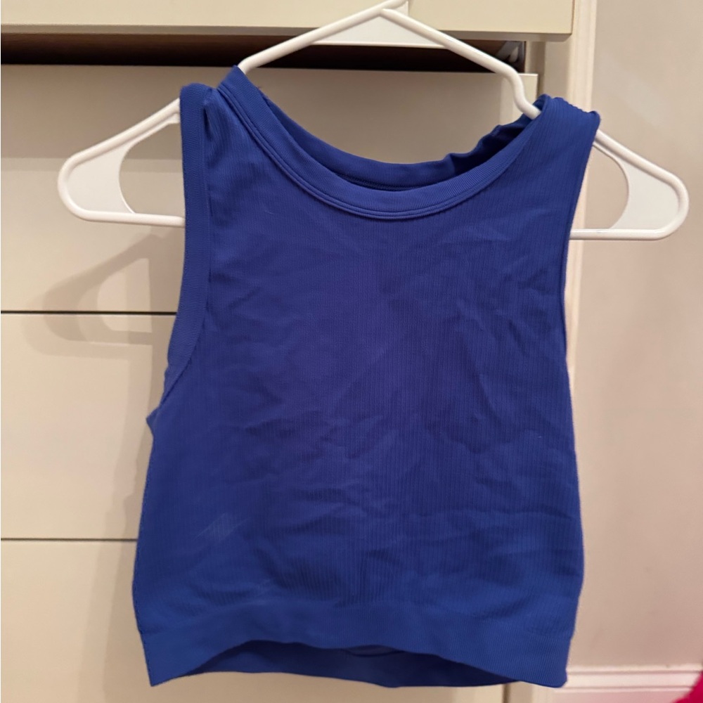 Blue Sleeveless Women's Crop Top
